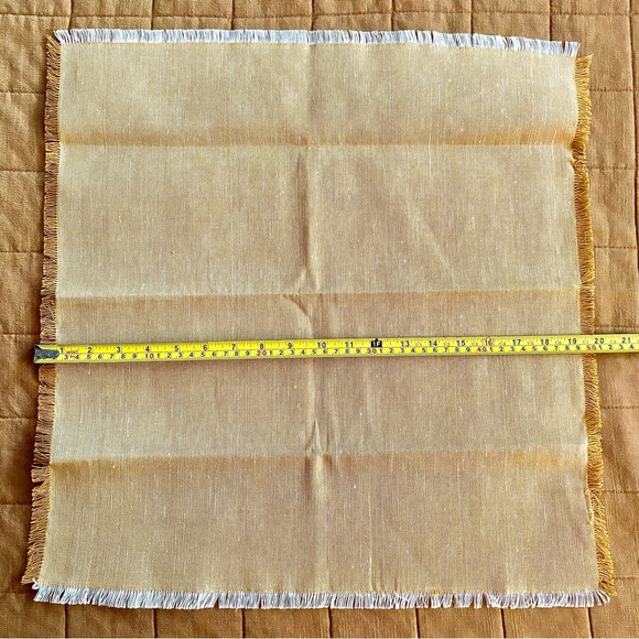 Hearth & Hand Golden Yellow Fringed Linen Blend Napkins - Set of 8 - Picture 3 of 5